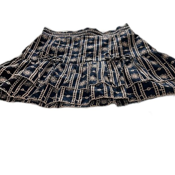 Whiteroom + Cactus Blue White Embroidered Pleated Mini Skirt Bow Size M - Picture 5 of 9